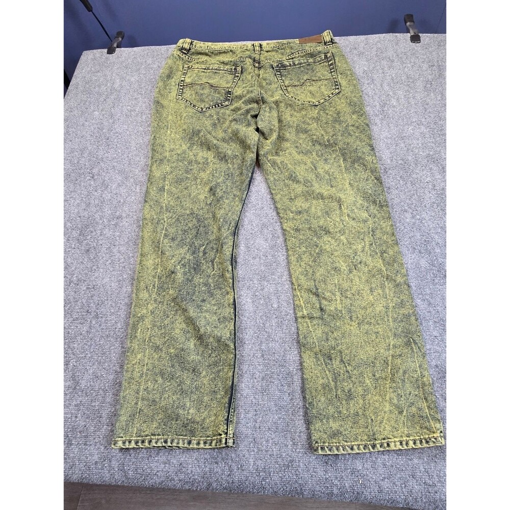 Black Smith Jeans Mens 40x32 Yellow Acid Wash Slim Straight Denim Jeans - Picture 6 of 7